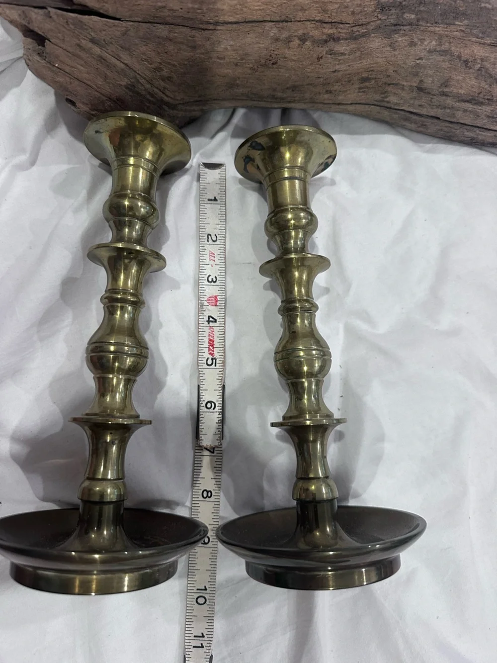 Vintage Heavy Solid Brass Candlesticks Pair Wilton Brass Co Mark 3.12 lbs MCM